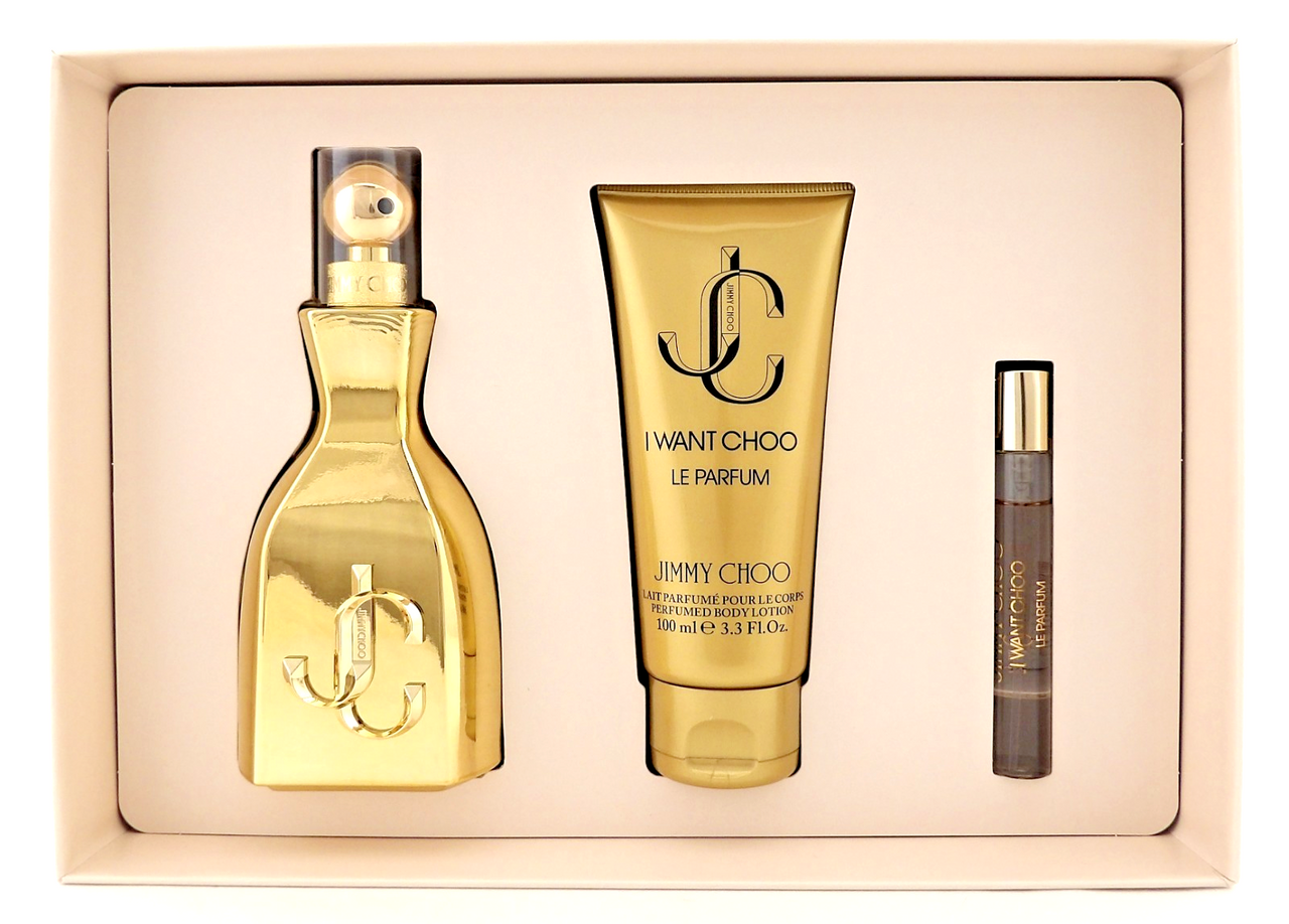 Jimmy Choo I WANT CHOO LE PARFUM 3.3oz & 0.25oz Parfum + 3.3oz B/Lotion. New SET