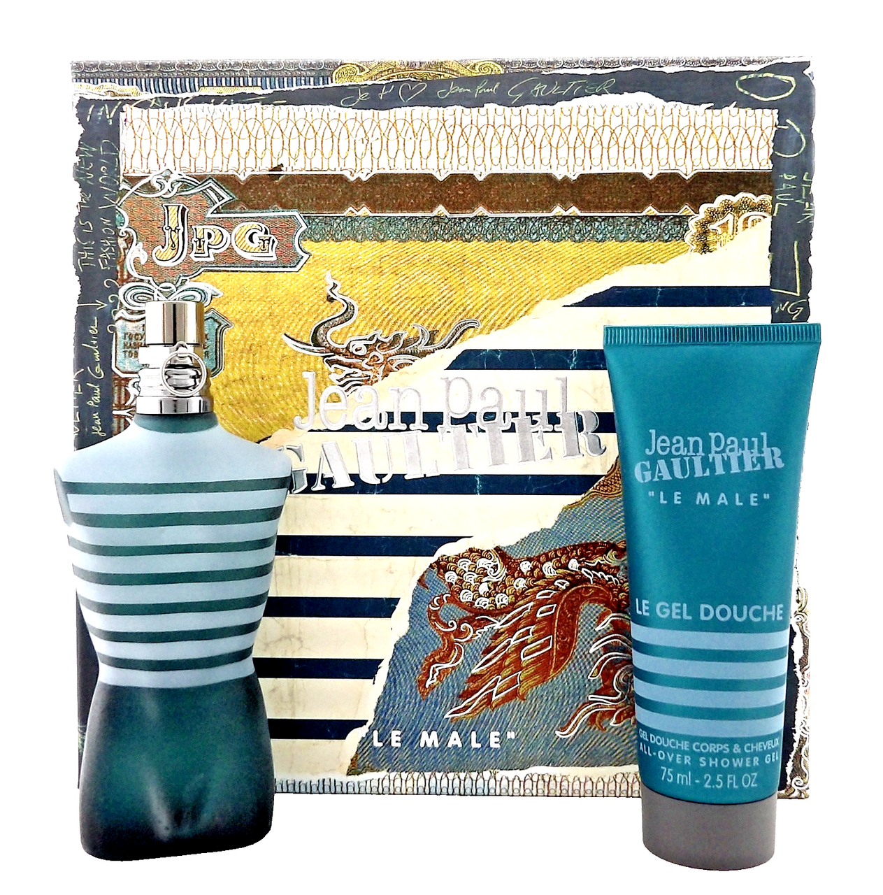 Jean Paul Gaultier LE MALE 2.5 oz. EDT Spray + 2.5 oz. Shower Gel. New Men's SET