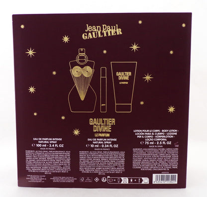 GAULTIER DIVINE Jean Paul Gaultier 3pc Set 3.4 & 0.34 EDP Intense + B/Lotion New