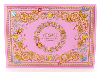 Versace BRIGHT CRYSTAL 4 pcs Set: 3.0oz EDT Spray & 5ml EDT + 3.4oz B/Lot & Sh/G