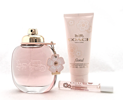 Coach FLORAL 3.0oz & 0.25oz Eau de Parfum Spray+3.3 oz B/Lotion. New Women's Set
