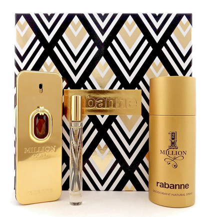 Million GOLD Elixir by Rabanne 3.4oz Parfum INTENSE+10ml EDT& 5.1oz Deo. New SET