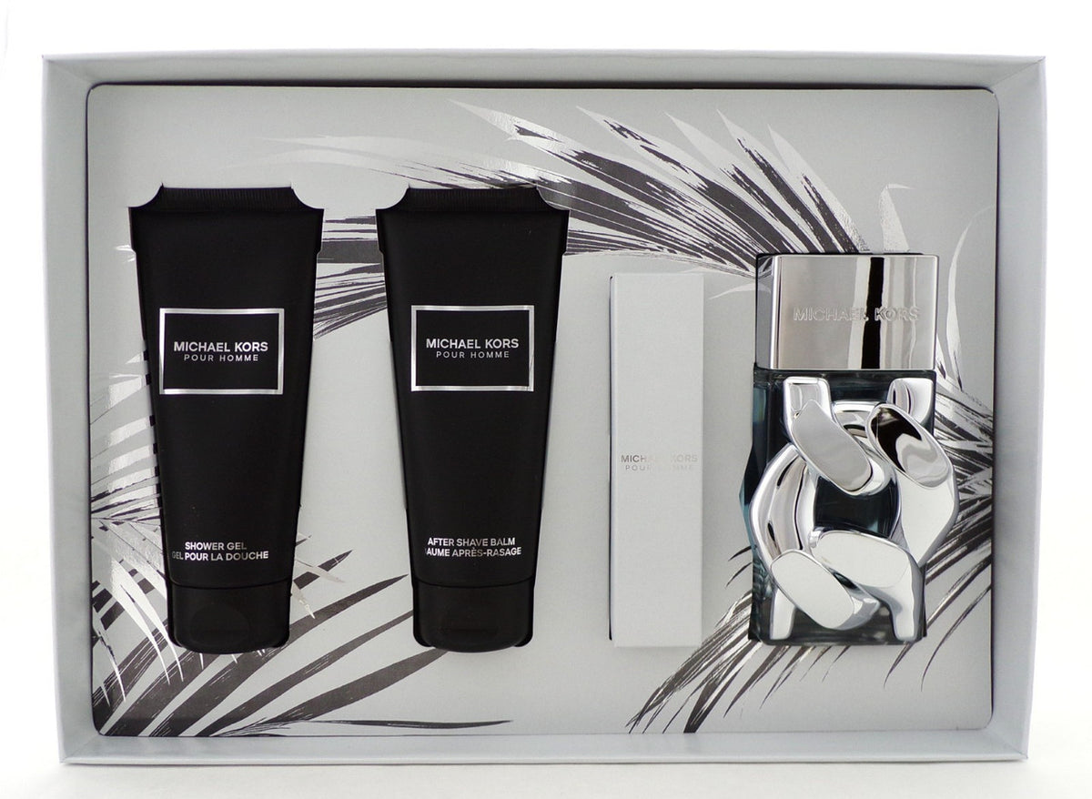 Michael Kors POUR HOMME 4 Pcs Set for Men 3.4 oz. EDP Spray+Travel+Balm+S/Gel