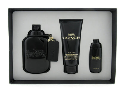 Coach New York for Men 3.3 oz+15 ml. EDP Spray+3.3 oz Shower Gel New Set Dmg/Box