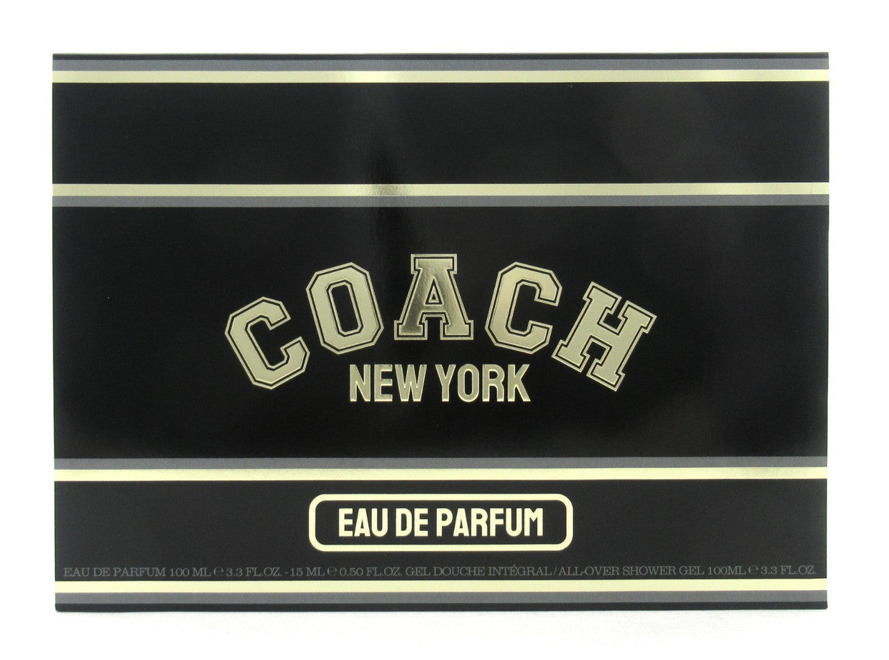 Coach New York for Men 3.3 oz+15 ml. EDP Spray+3.3 oz Shower Gel New Set Dmg/Box