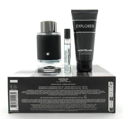 Mont Blanc Explorer 3.3 oz & 7.5 ml EDP Spray +3.3 oz Shower Gel New Damaged Box
