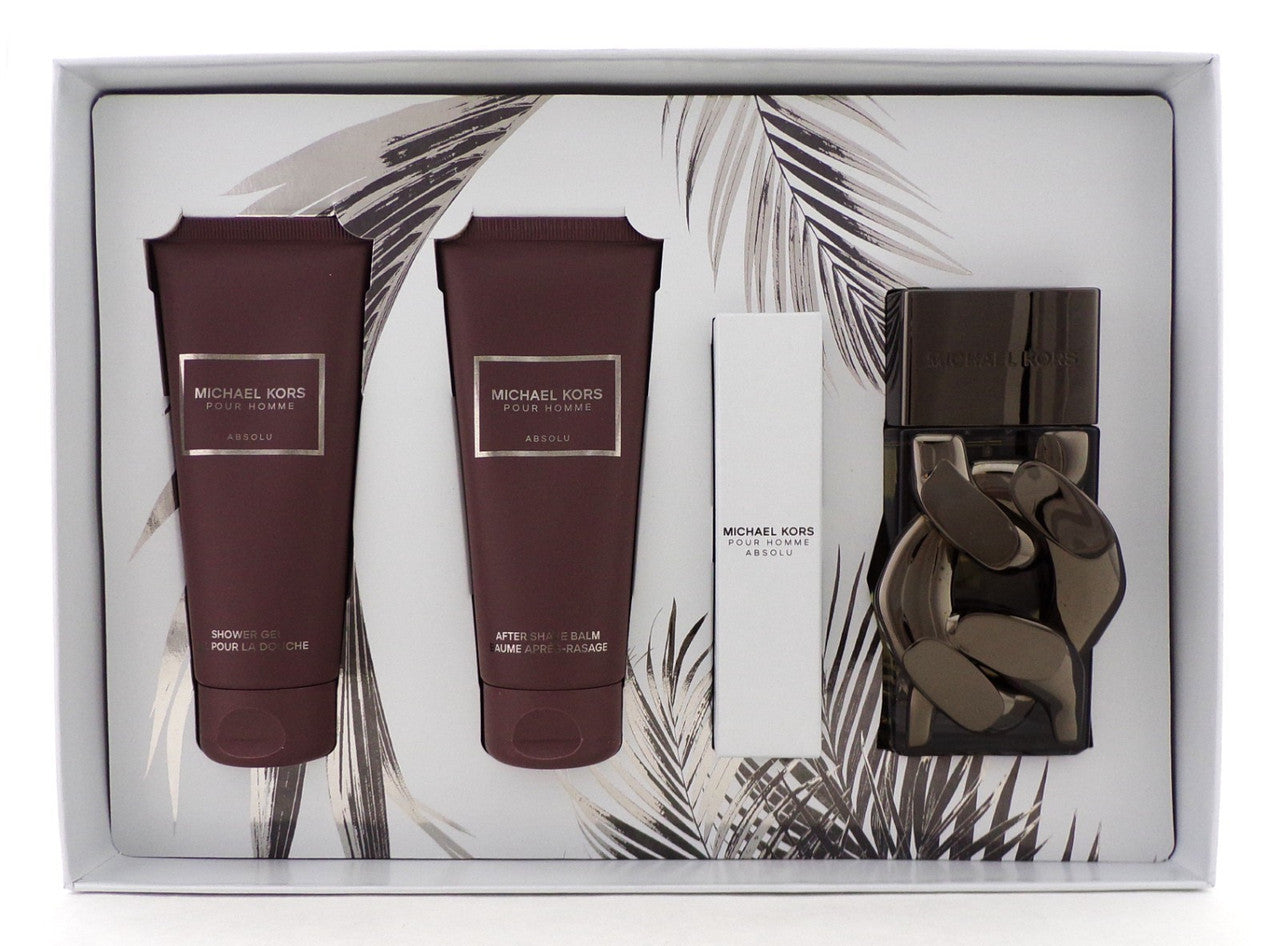 Michael Kors Pour Homme ABSOLU 4 Pcs Set: 3.4 oz. EDP Spray+Travel+Balm+S/Gel