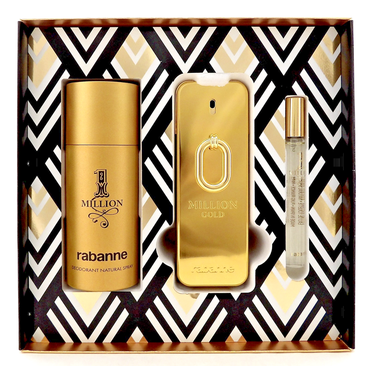 Million GOLD by Rabanne 3.4oz EDP INTENSE Spray+10ml EDT Spray+5 oz Deo. New SET