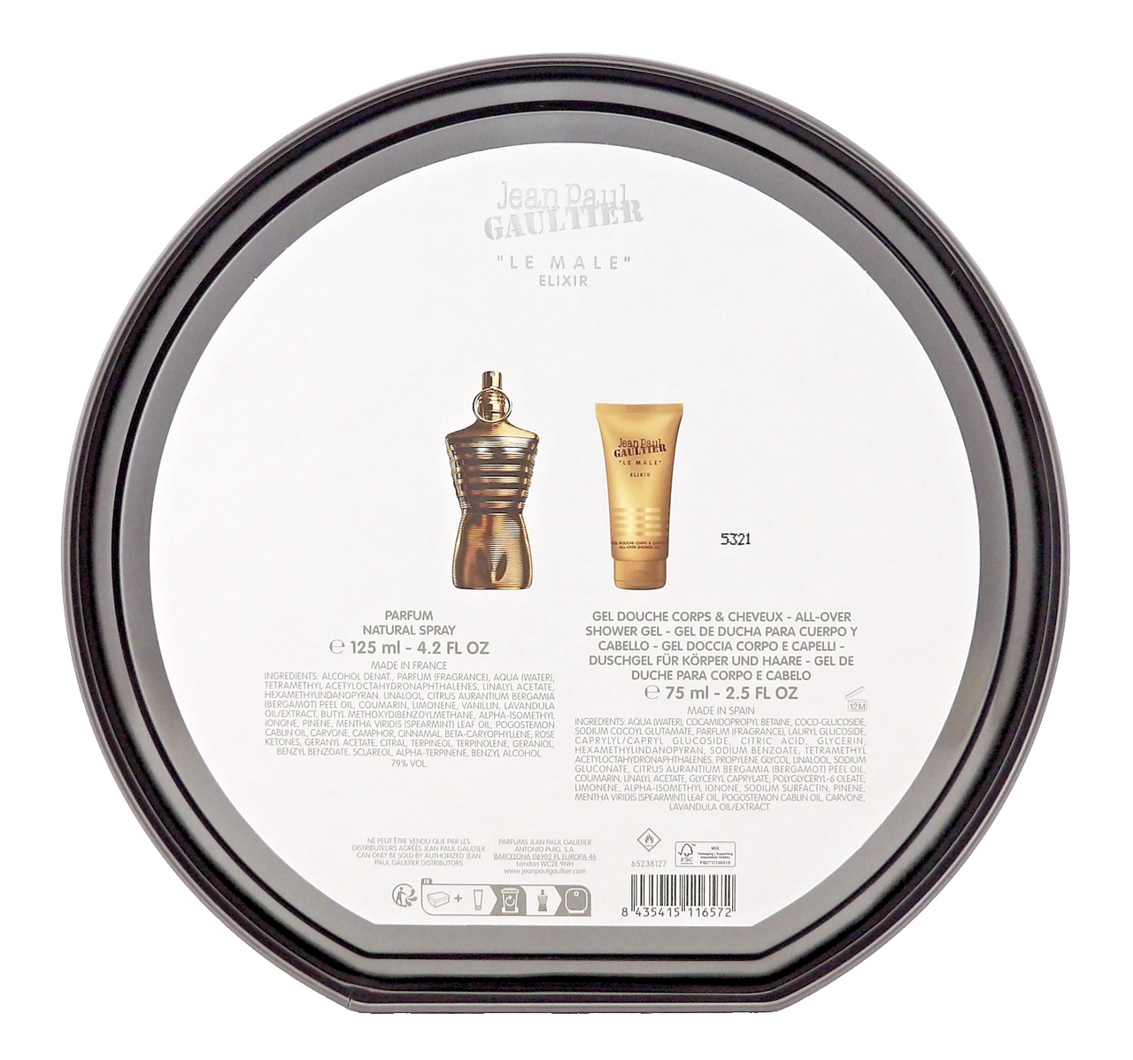 Jean Paul Gaultier Le Male Elixir 4.2oz PARFUM Spray+2.5oz Sh/Gel. New Men's SET