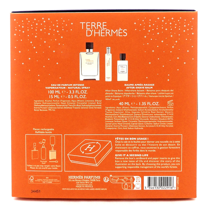 Terre D'Hermes by Hermes 3.3oz & 15ml EDP Intense+ 1.3oz A/Sh Balm New Men's SET