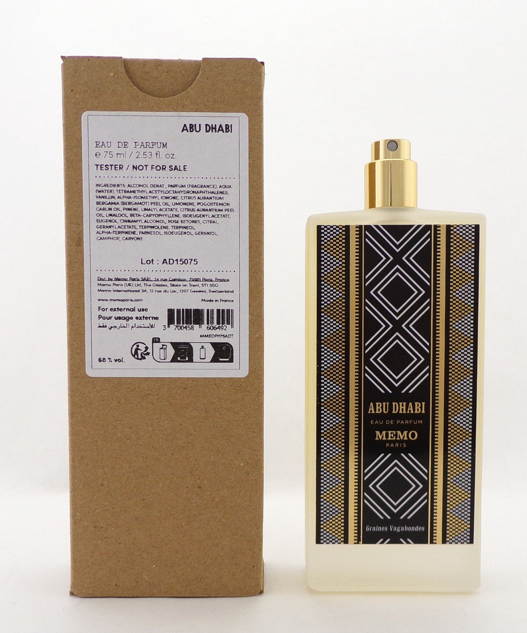 ABU DHABI by Memo Paris 2.53 oz. EDP Spray Unisex Brand New TESTER No Cap