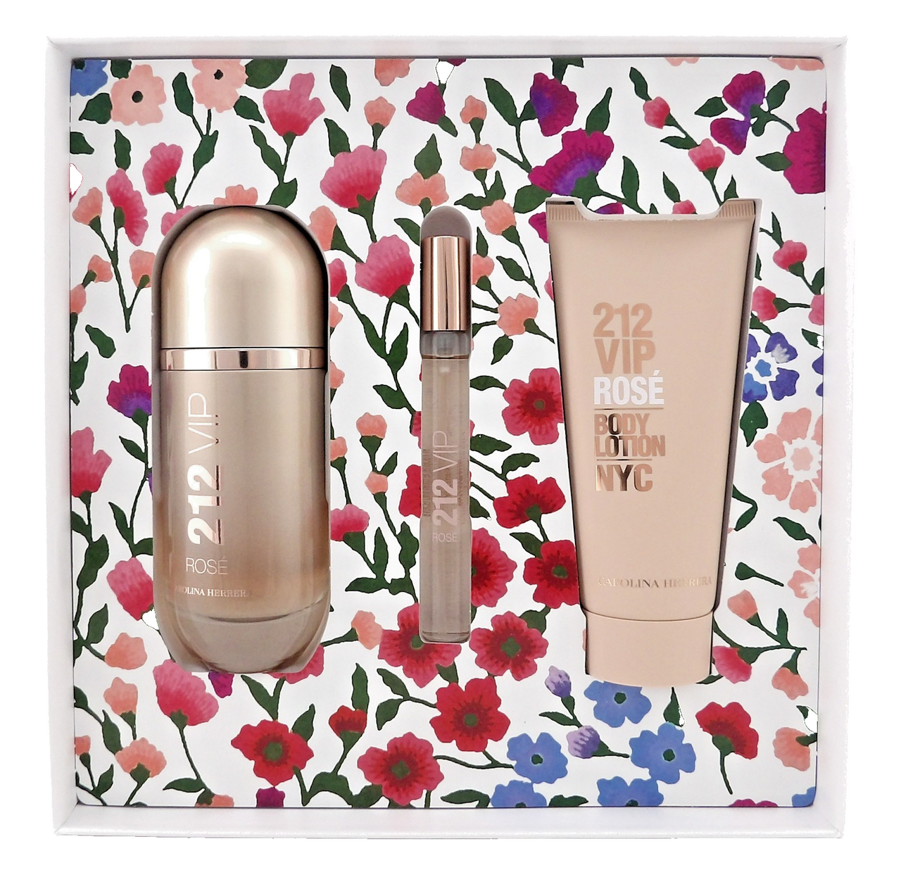 212 VIP ROSE by Carolina Herrera 2.7 & 0.34 EDP Spray + 3.4 Body Lotion. New SET