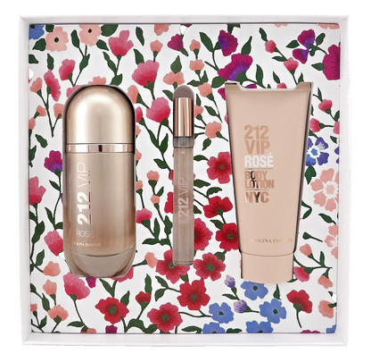 212 VIP ROSE by Carolina Herrera 2.7 & 0.34 EDP Spray + 3.4 Body Lotion. New SET