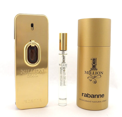 Million GOLD Elixir by Rabanne 3.4oz Parfum INTENSE+10ml EDT& 5.1oz Deo. New SET
