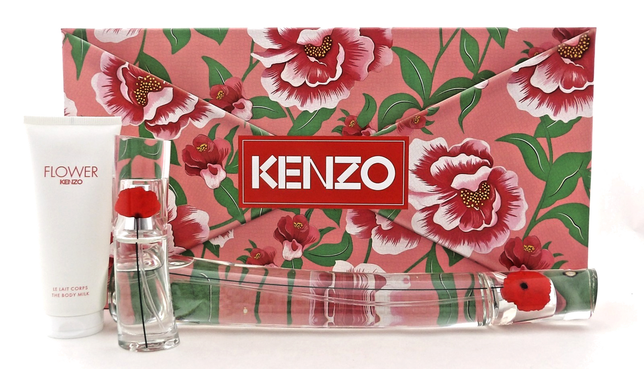 Kenzo FLOWER 3.3 oz. & 0.5 oz EDP Spray + 2.5 oz Body Milk. New Women's SET