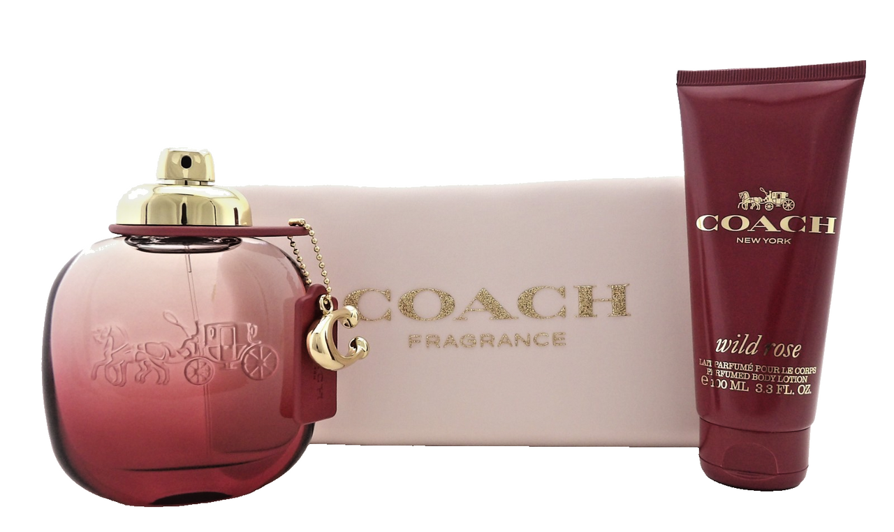 Coach WILD ROSE by Coach 3.0oz EDP Spray+ 3.3oz B/Lotion+ Pouch. New Women's SET