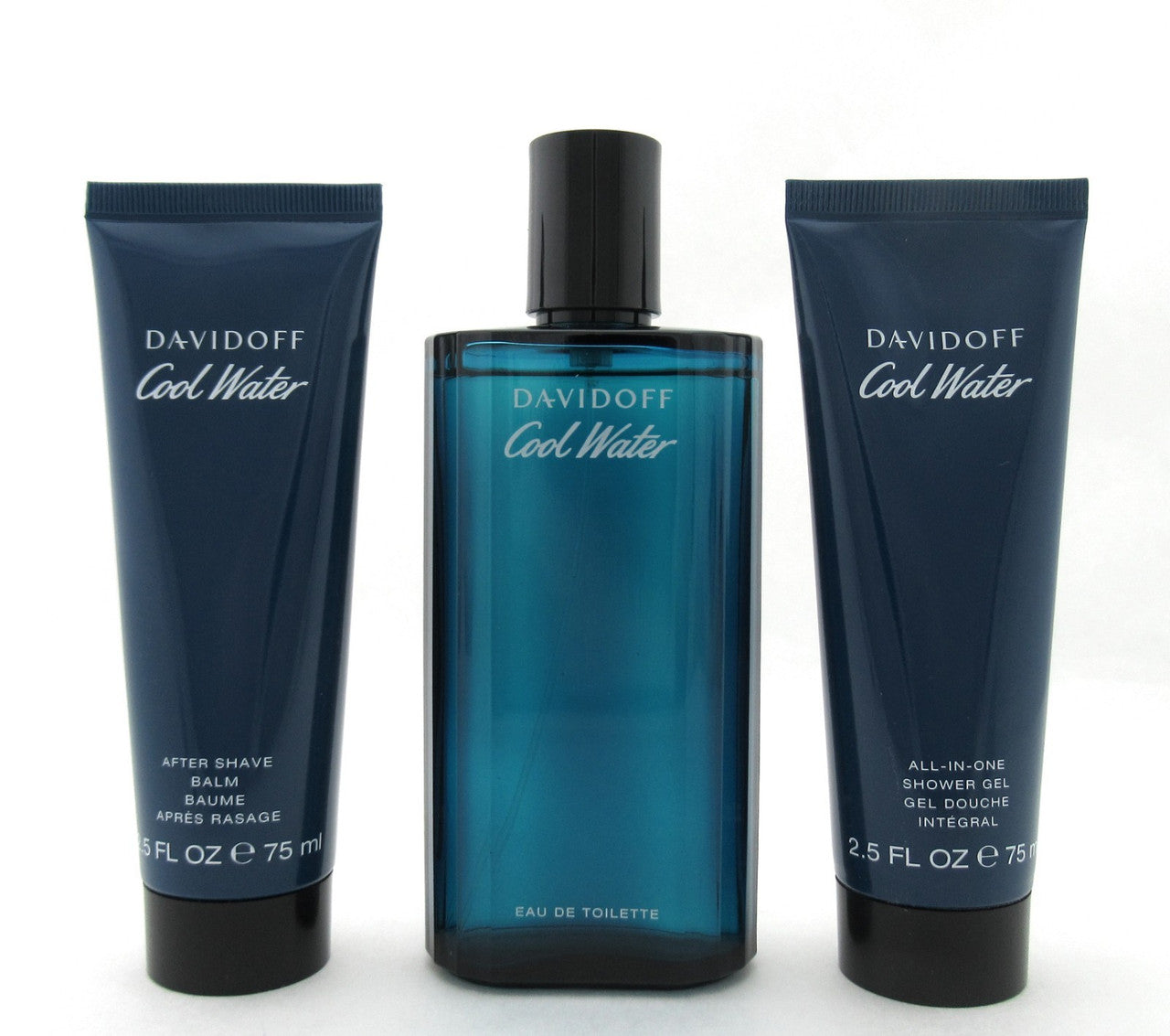 Cool Water by Davidoff 4.2 oz EDT Sp+2.5 oz Sh/Gel & A/S Balm Men's SET Damaged Box