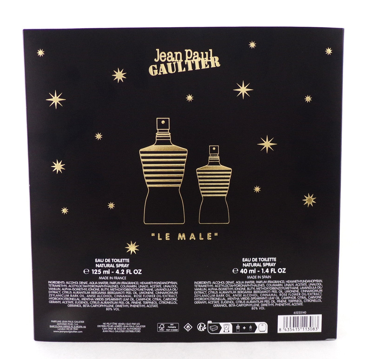 LE MALE by Jean Paul Gaultier 2 Pcs Set for Men: 4.2 oz. & 1.4 oz. EDT Spray New