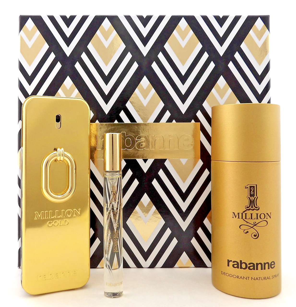 Million GOLD by Rabanne 3.4oz EDP INTENSE Spray+10ml EDT Spray+5 oz Deo. New SET