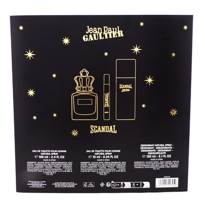 SCANDAL by J.P Gaultier 3.4oz &10 ml EDT Spray + 5.1 Deo Spray 3 Pcs Set for Men
