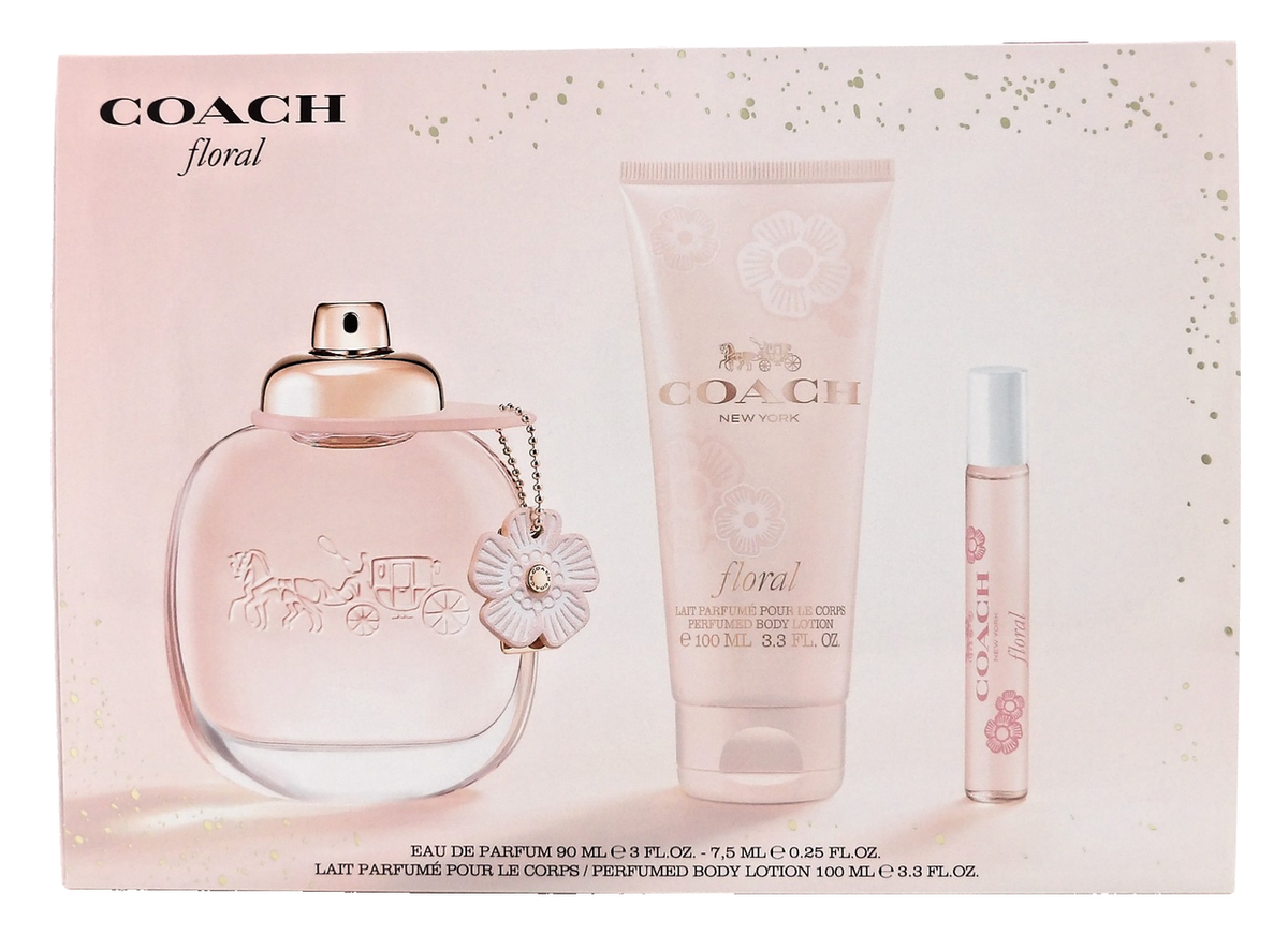 Coach FLORAL 3.0oz & 0.25oz Eau de Parfum Spray+3.3 oz B/Lotion. New Women's Set