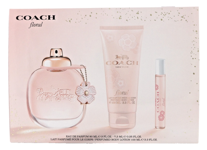 Coach FLORAL 3.0oz & 0.25oz Eau de Parfum Spray+3.3 oz B/Lotion. New Women's Set