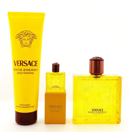 Versace EROS ENERGY Pour Homme 3 pcs Set 3.4 EDP Spray + 0.17 EDP Mini + 5.0 S/G
