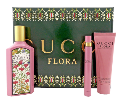 Gucci Flora Gorgeous Gardenia 3.3 oz & 10 ml EDP Spray + 1.6 oz B/Lotion New SET