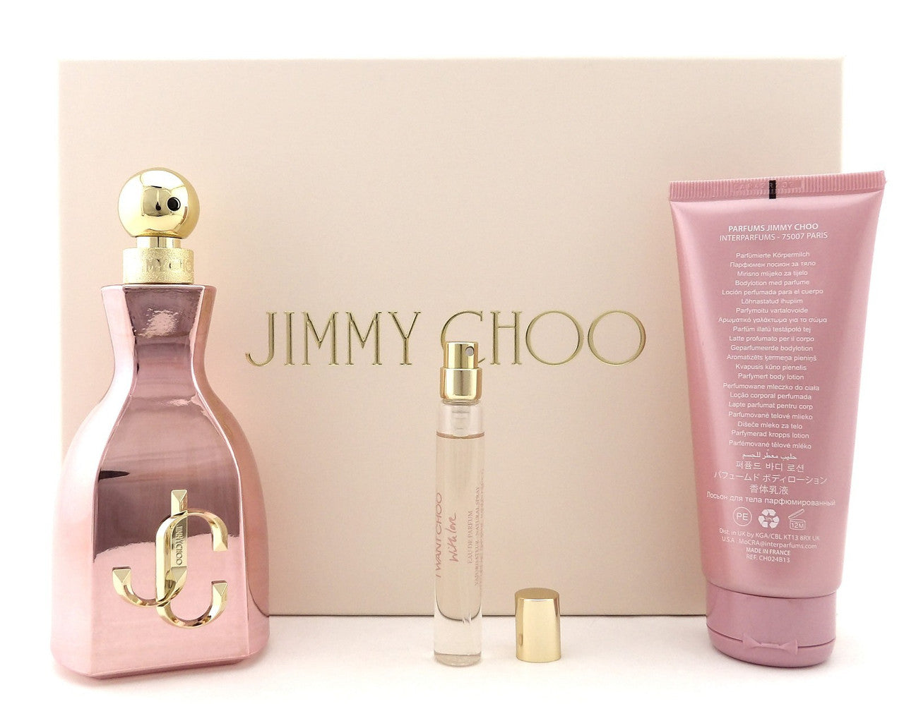 Jimmy Choo I WANT CHOO WITH LOVE 3.3 oz & 0.25 oz EDP + 3.3 oz B/Lotion. New SET