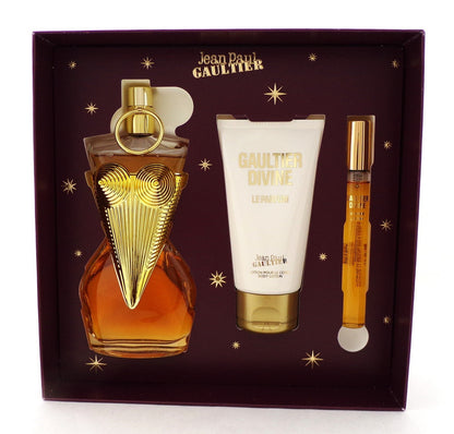 GAULTIER DIVINE Jean Paul Gaultier 3pc Set 3.4 & 0.34 EDP Intense + B/Lotion New