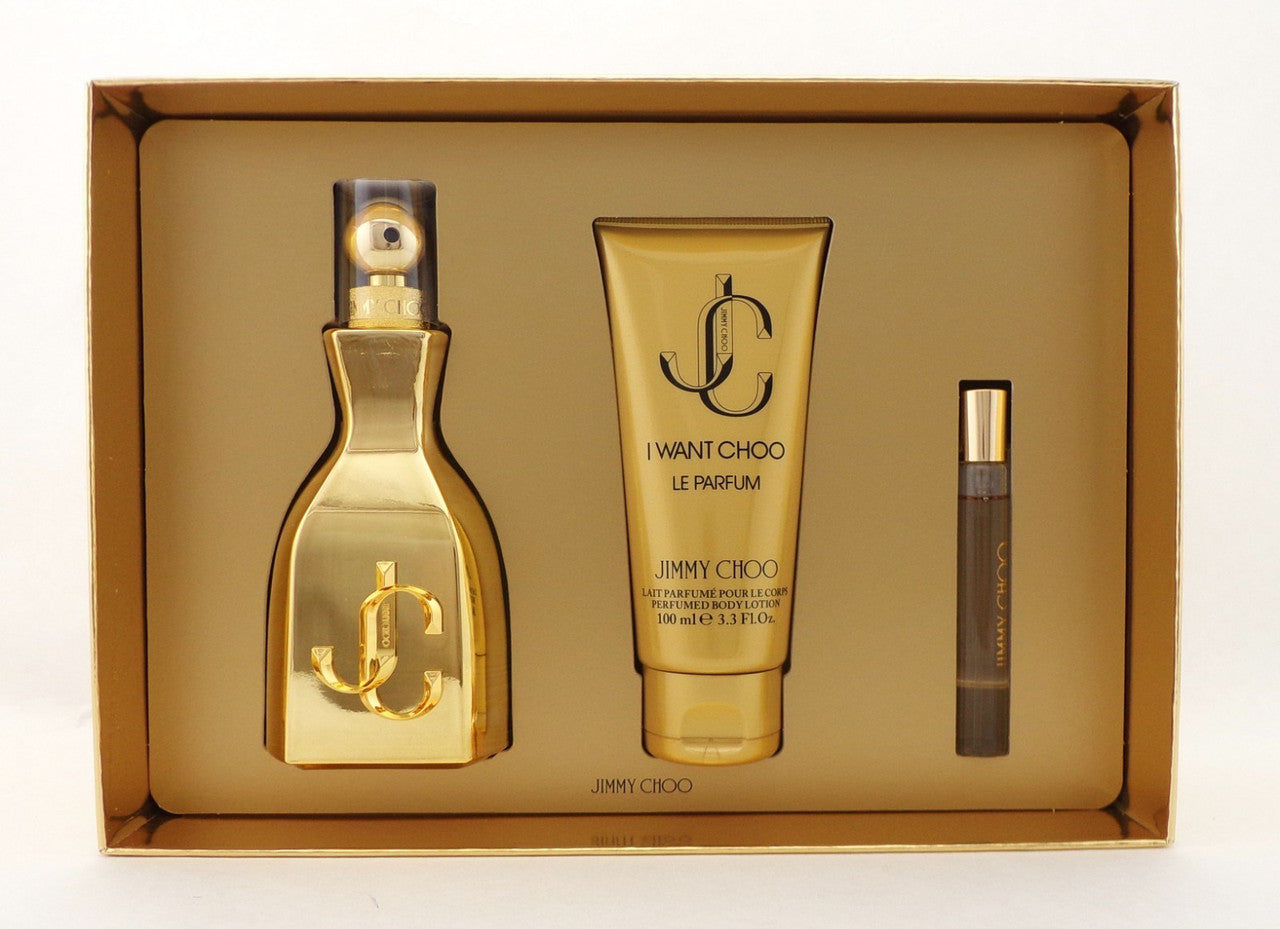 Jimmy Choo I WANT CHOO Le Parfum 3.3 oz. & 0.25 oz. Parfum + 3.3 oz. B/Lot SET
