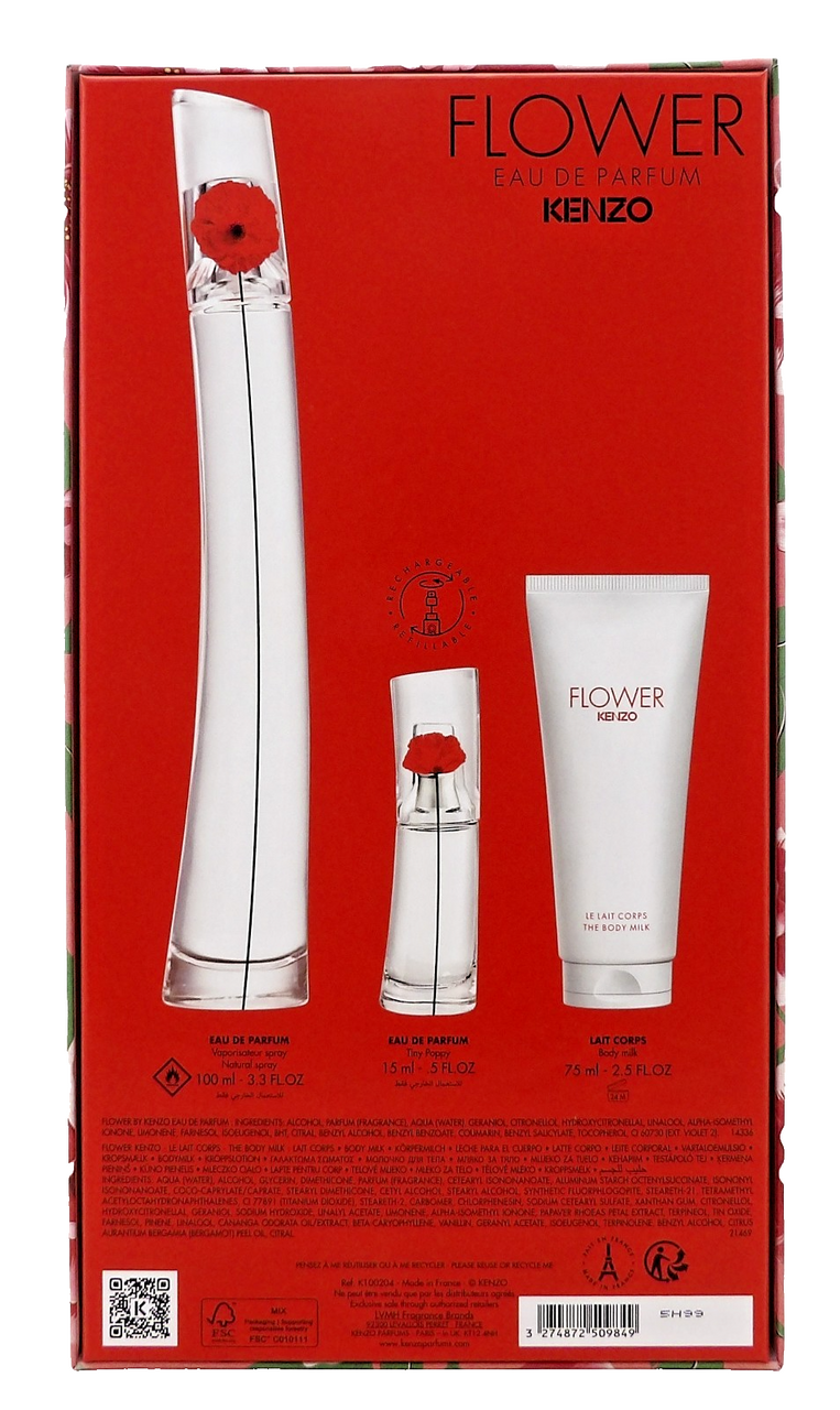Kenzo FLOWER 3.3 oz. & 0.5 oz EDP Spray + 2.5 oz Body Milk. New Women's SET