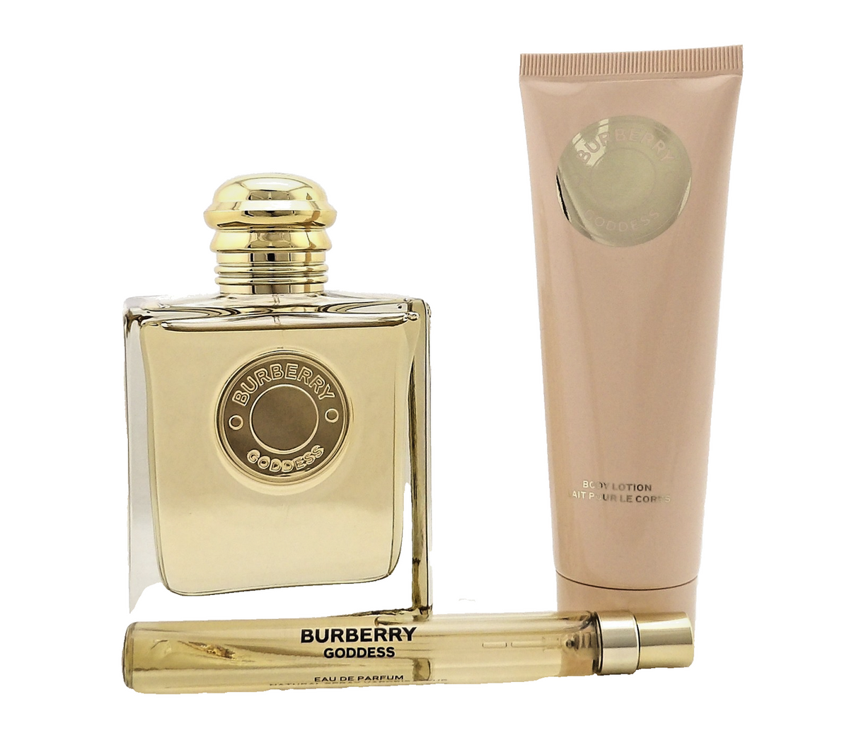 Burberry Goddess 3.3 oz & 10 ml EDP Spray + 2.5 oz Body Lotion New Set for Women