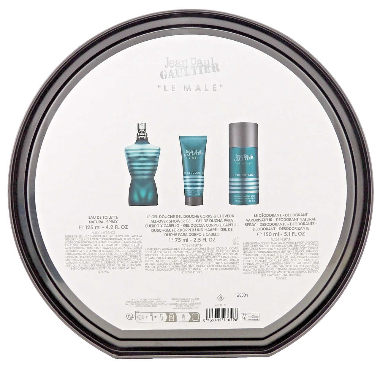 Jean Paul Gaultier LE MALE 4.2 EDT Spray+ 2.5 S/Gel+ 5.1 Deo Spray New Men's Set