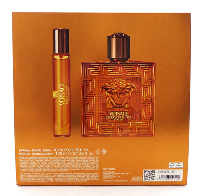 Versace EROS NAJIM Pour Homme 2 pcs Set 3.4 Parfum Spray + 0.3 Parfum Travel Spr