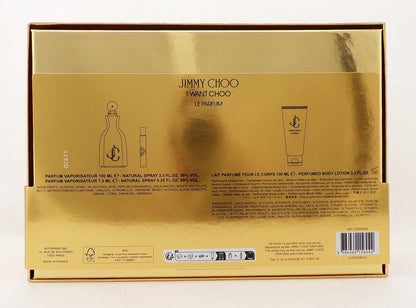 Jimmy Choo I WANT CHOO Le Parfum 3.3 oz. & 0.25 oz. Parfum + 3.3 oz. B/Lot SET