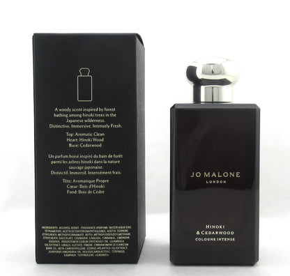 Jo Malone Hinoki & Cedarwood 3.4 oz. Cologne Intense Spray Unisex New in Box
