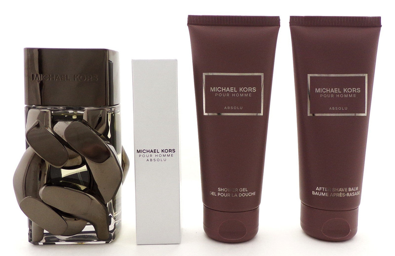 Michael Kors Pour Homme ABSOLU 4 Pcs Set: 3.4 oz. EDP Spray+Travel+Balm+S/Gel