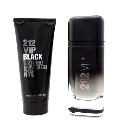 212 VIP BLACK by Carolina Herrera 3.4oz EDP Spray+3.4oz Shower Gel New Men's SET