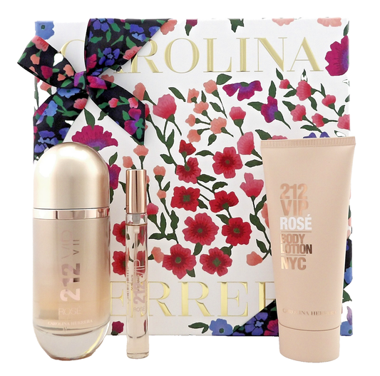 212 VIP ROSE by Carolina Herrera 2.7 & 0.34 EDP Spray + 3.4 Body Lotion. New SET