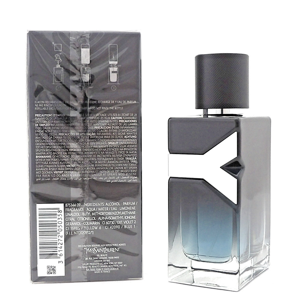 Y by Yves Saint Laurent 3.3 oz. Eau de Parfum Refillable Spray. New DAMAGED Box