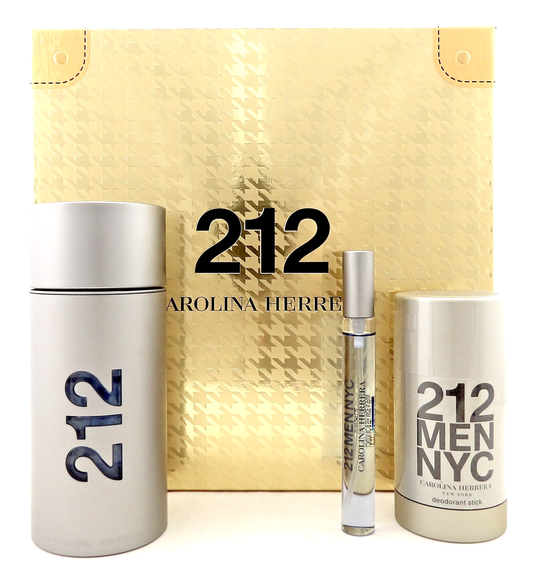 212 MEN NYC by Carolina Herrera 3.4 oz&10 ml EDT Spray+ 2.3 oz Deo Stick New SET