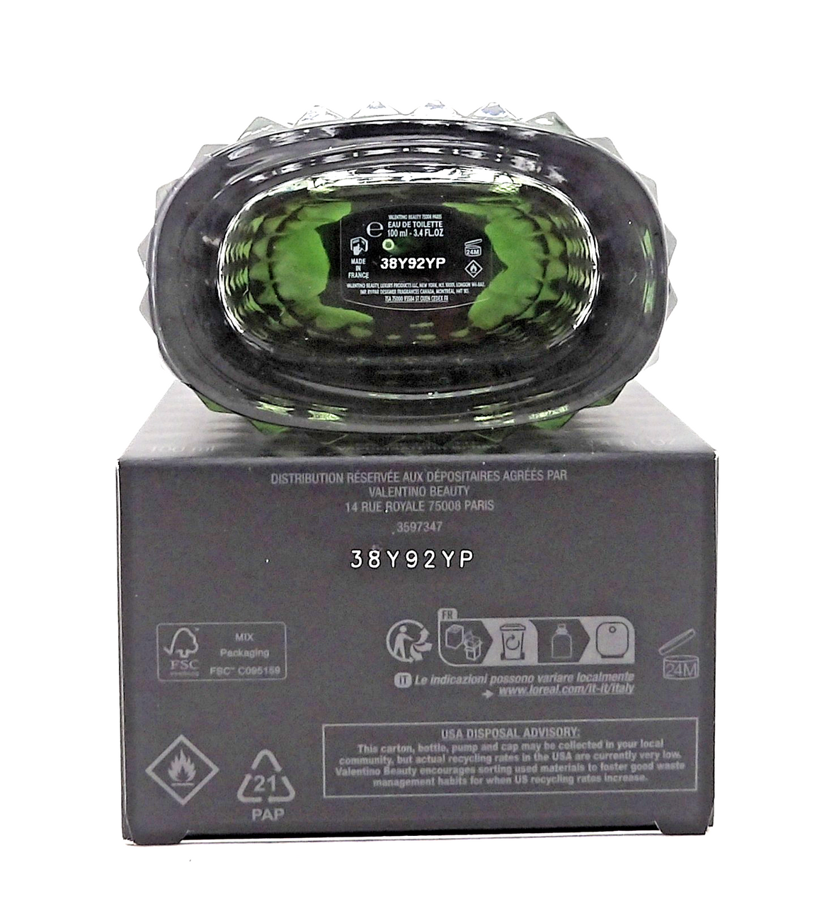 Valentino Uomo Born In Roma Green Stravaganza 3.4 oz EDT Spray New NO CELLOPHANE