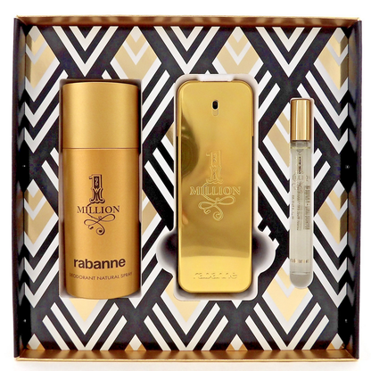 1 Million by Rabanne 3.4 oz & 0.34 oz EDT Spray+ 5.1 oz Deo Spray New Men's SET