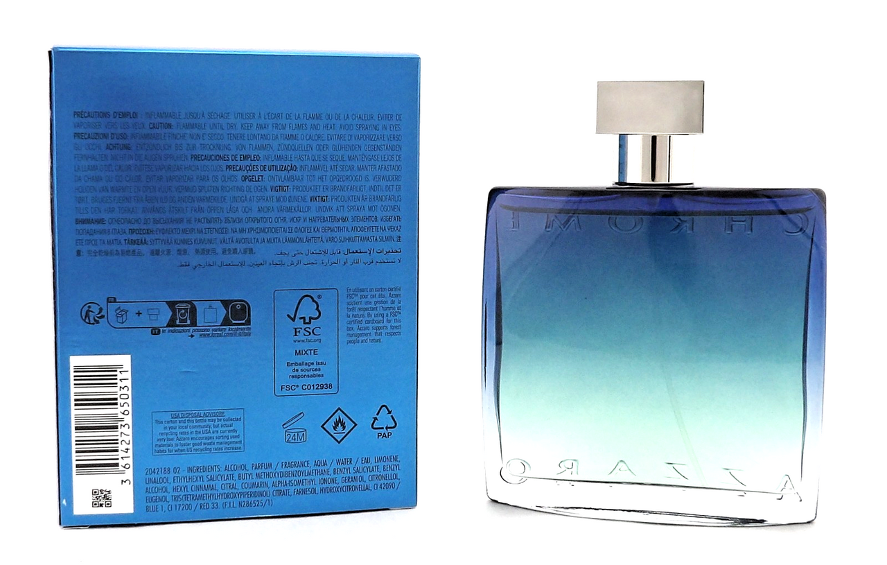 Azzaro Chrome 3.38 oz./ 100 ml. Eau de Parfum Spray for Men. New. NO Cellophane