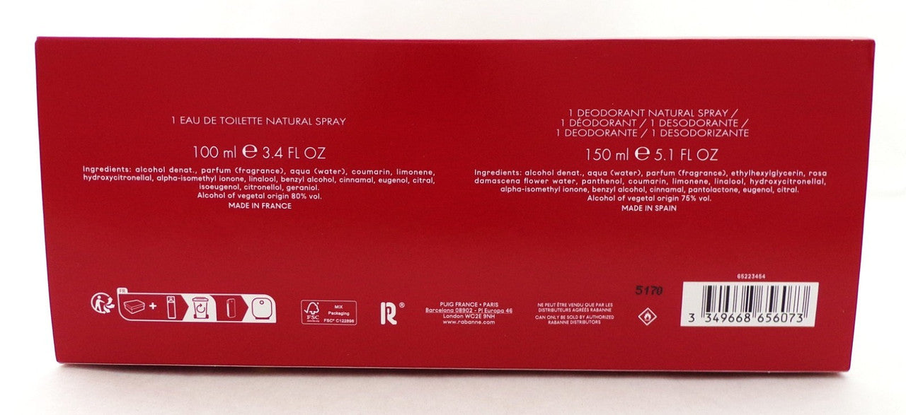 1 Million by Paco Rabanne 2 Pcs Set for Men 3.4 oz EDT Spray + 5.1 Deo Spray New