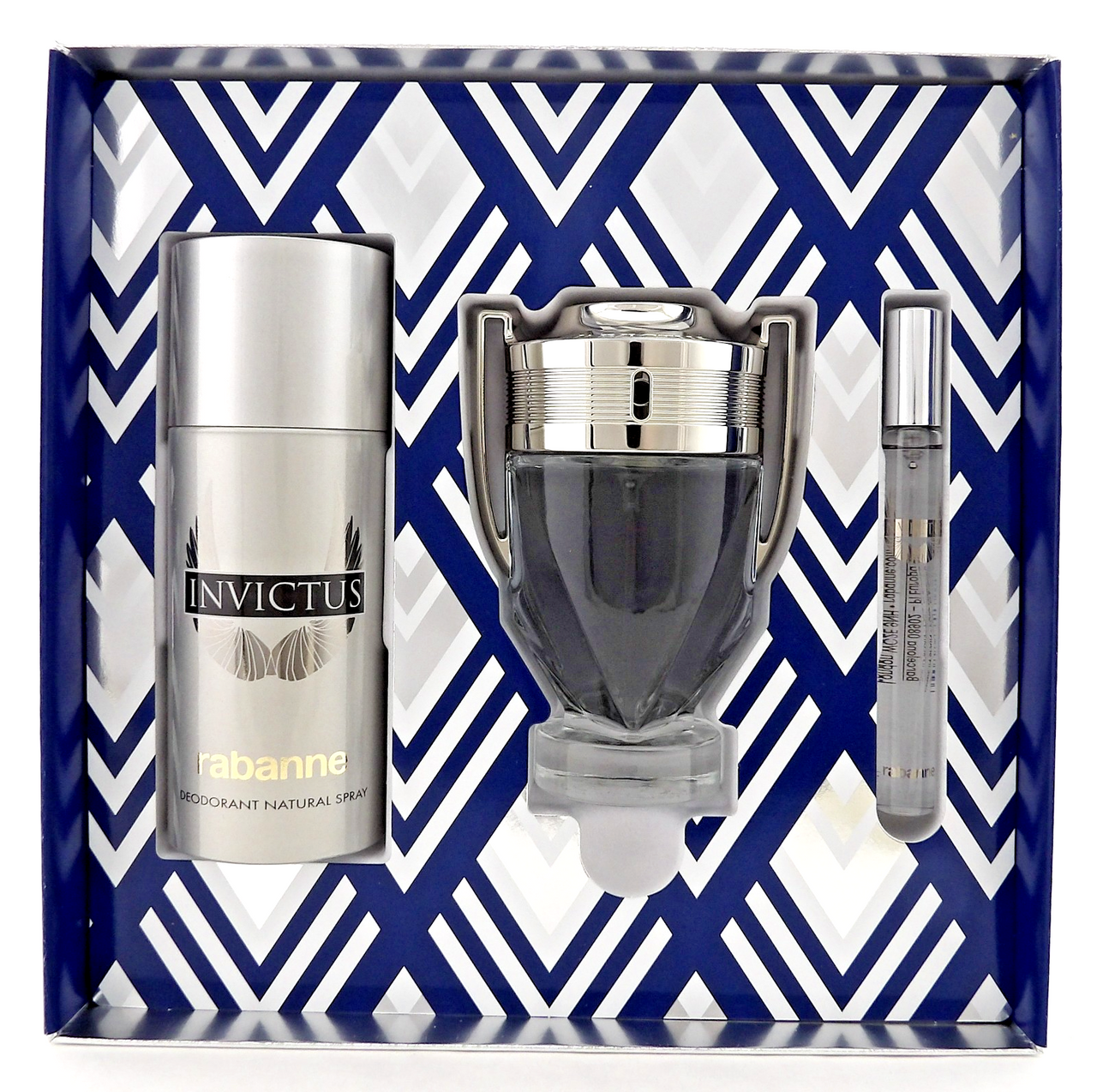 Invictus by Rabanne 3.4 oz & 10 ml EDT Spray + 5.1 oz Deo Spray. New Men's SET