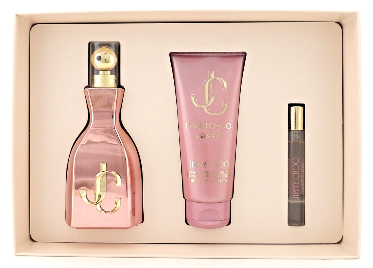 Jimmy Choo I WANT CHOO WITH LOVE 3.3 oz & 0.25 oz EDP + 3.3 oz B/Lotion. New SET