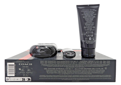 Coach New York Men 3.3 oz. &  15 ml. EDT Spray + 3.3 oz. Shower Gel. New Set