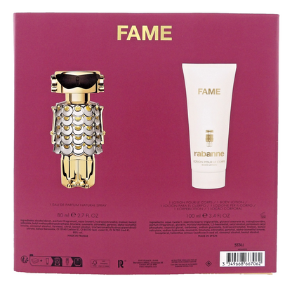 FAME by Rabanne 2.7oz Eau de Parfum Spray + 3.4oz Body Lotion. New Set for Women